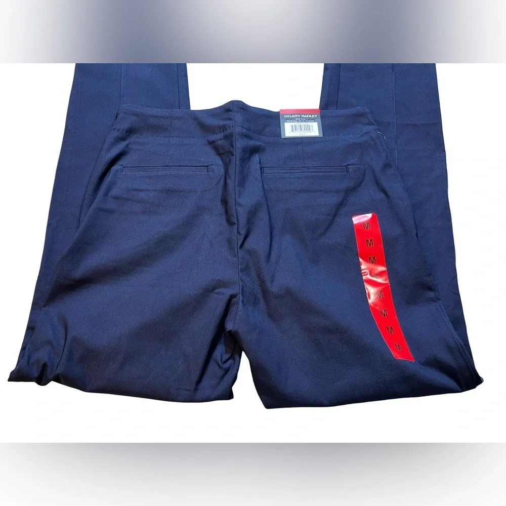 Hilary Radley Navy Slim Leg Pants Mid Rise‎ Tummy Control Size medium 29” Inseam